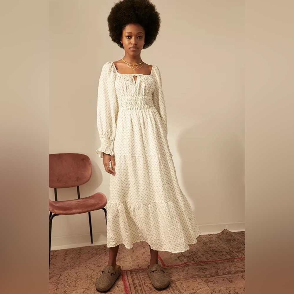 Faithfull the Brand Cream Dariya Midi Dress